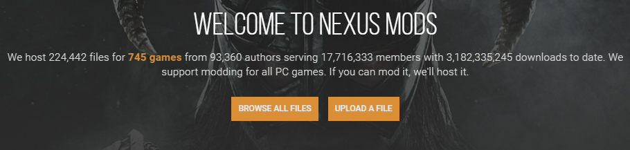 Page d’acceuil de la plateforme NexusMods, dimanche 7 juillet 2019