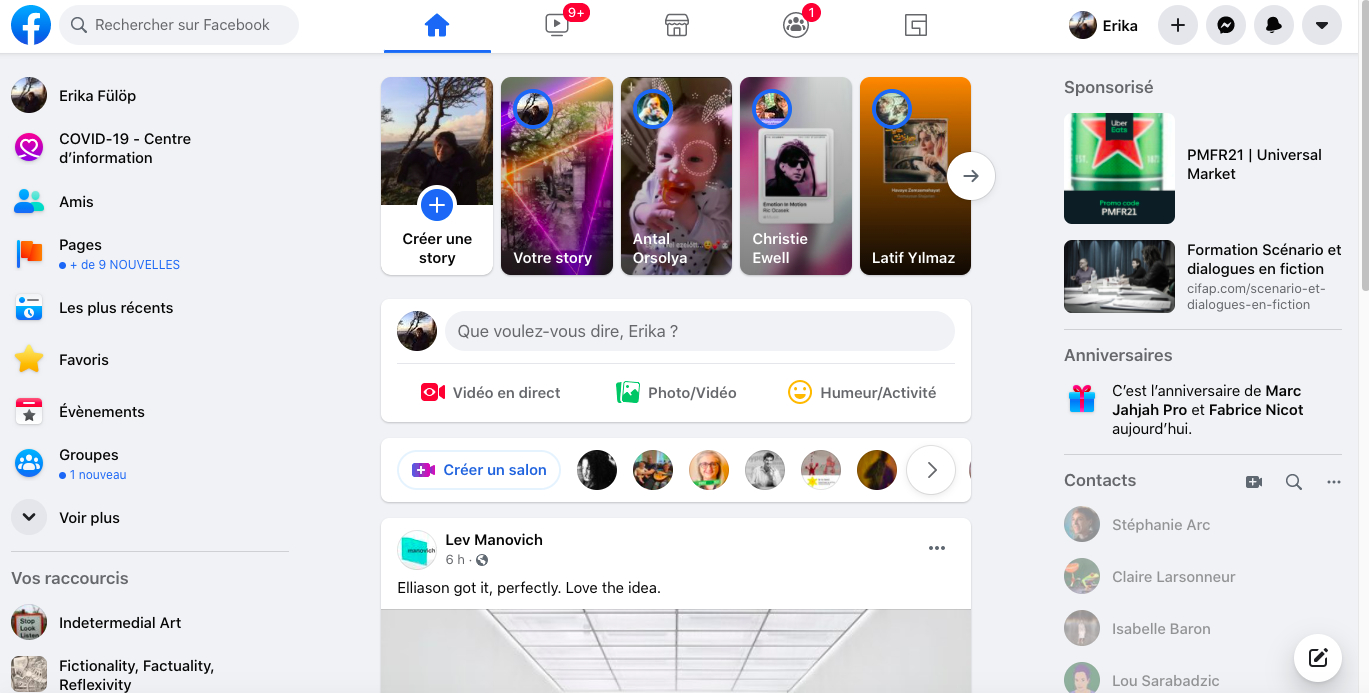 « Storyline » sur l’interface d’ordinateur de Facebook.